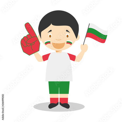 National sport team fan from Bulgaria with flag and glove Vector Illustration