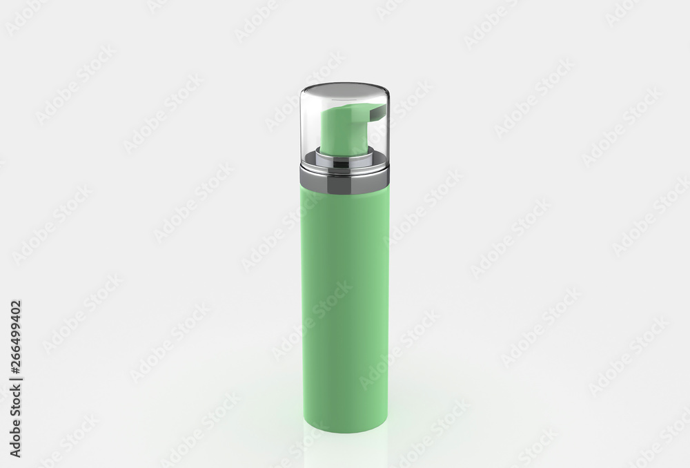 Realistic Cosmetic bottle can sprayer container. Dispenser for cream, soups, foams and other cosmetics With lid. 3d illustration Realistic Cosmetic bottle can sprayer container. Dispenser for cream, soups, foams and other cosmetics With lid. 3d illustration