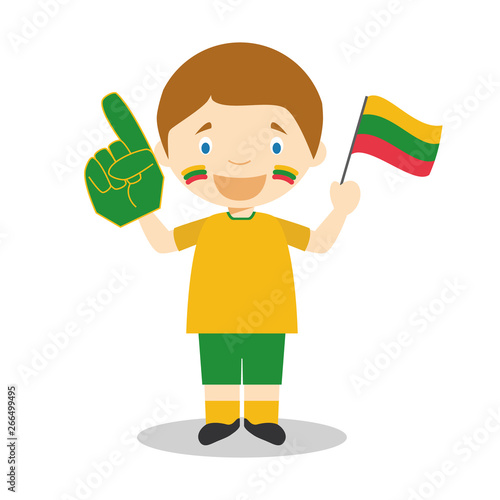 National sport team fan from Lithuania with flag and glove Vector Illustration