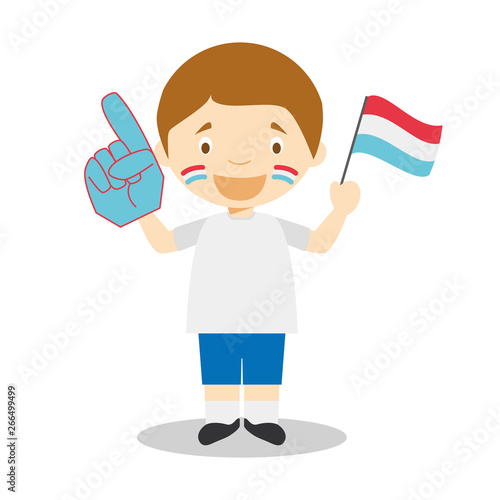 National sport team fan from Luxembourg with flag and glove Vector Illustration