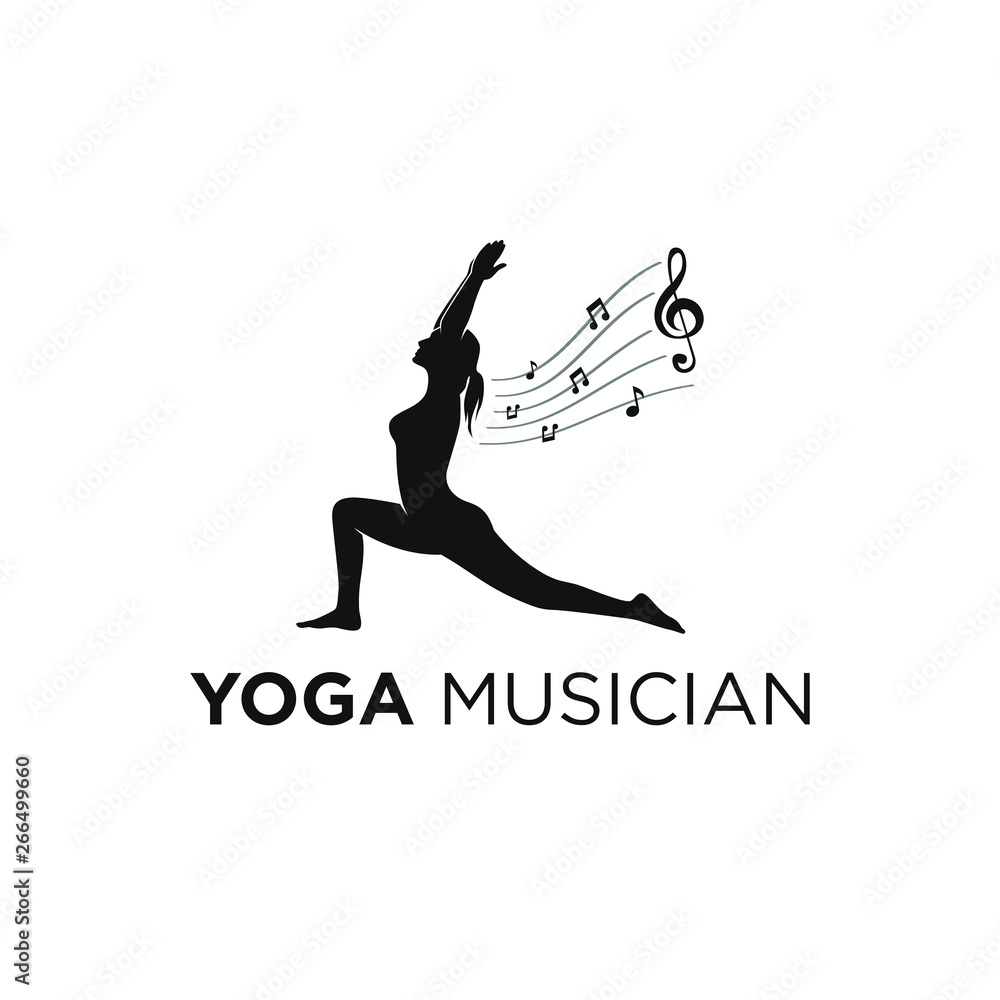 Naklejka premium Yoga musician logo