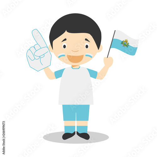 National sport team fan from San Marino with flag and glove Vector Illustration