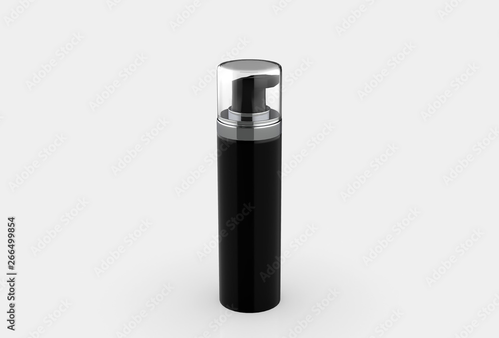 Realistic Cosmetic bottle can sprayer container. Dispenser for cream, soups, foams and other cosmetics With lid. 3d illustration