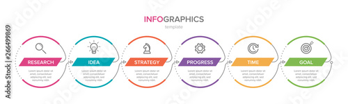 Infographic design with icons and 6 options or steps. Thin line vector. Infographics business concept. Can be used for info graphics, flow charts, presentations, web sites, banners, printed materials.