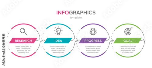 Infographic design with icons and 4 options or steps. Thin line vector. Infographics business concept. Can be used for info graphics, flow charts, presentations, web sites, banners, printed materials.