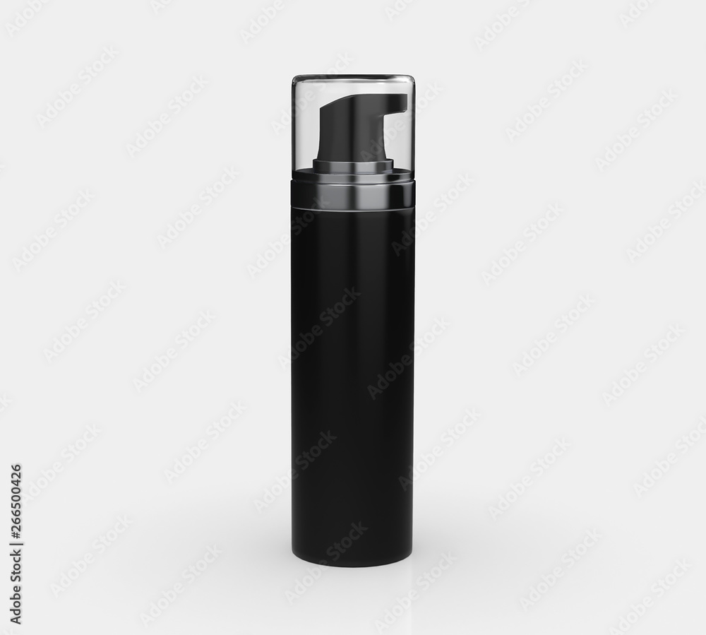 Realistic Cosmetic bottle can sprayer container. Dispenser for cream, soups, foams and other cosmetics With lid. 3d illustration Realistic Cosmetic bottle can sprayer container. Dispenser for cream, soups, foams and other cosmetics With lid. 3d illustration
