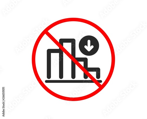 No or Stop. Decreasing graph icon. Column chart sign. Crisis diagram symbol. Prohibited ban stop symbol. No decreasing graph icon. Vector