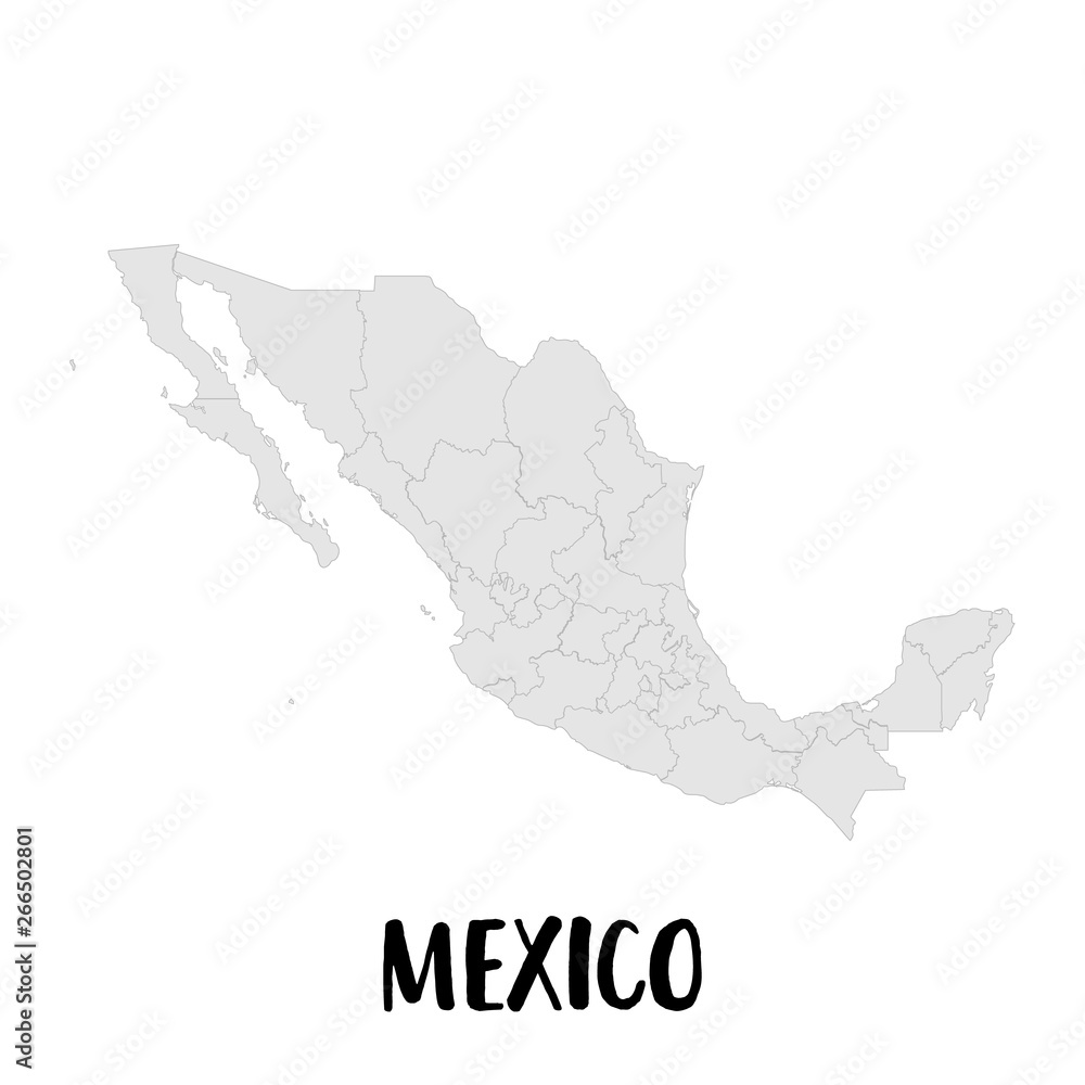 Naklejka premium Mexico map. High detailed map of mexico on white background.