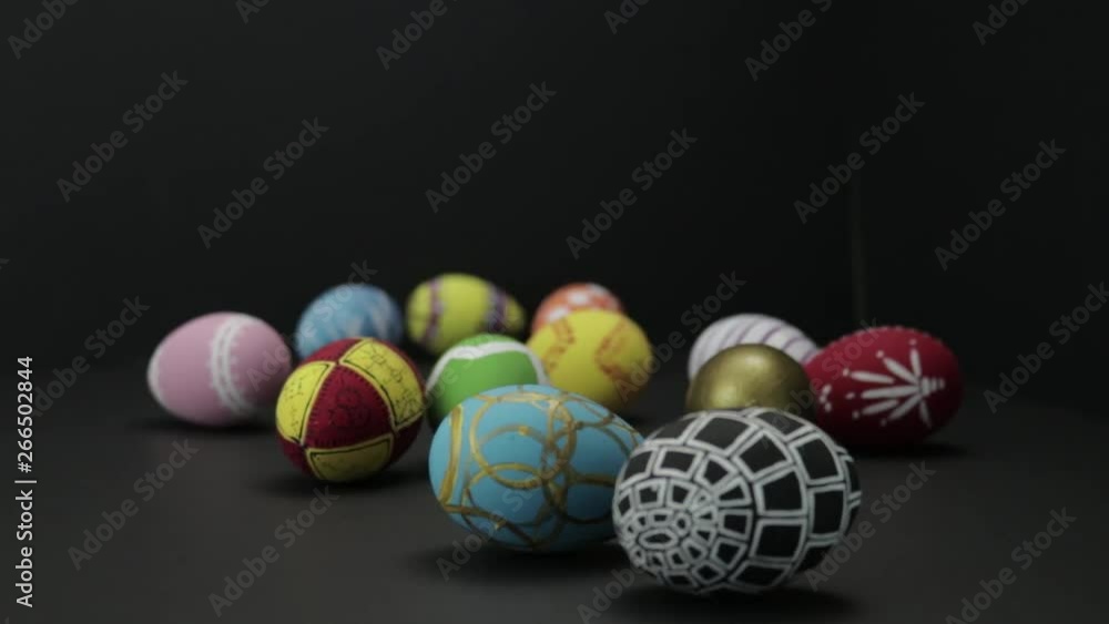 CLOSE-UP: focusing on Easter eggs from low angle CLOSE-UP: focusing on Easter eggs from low angle