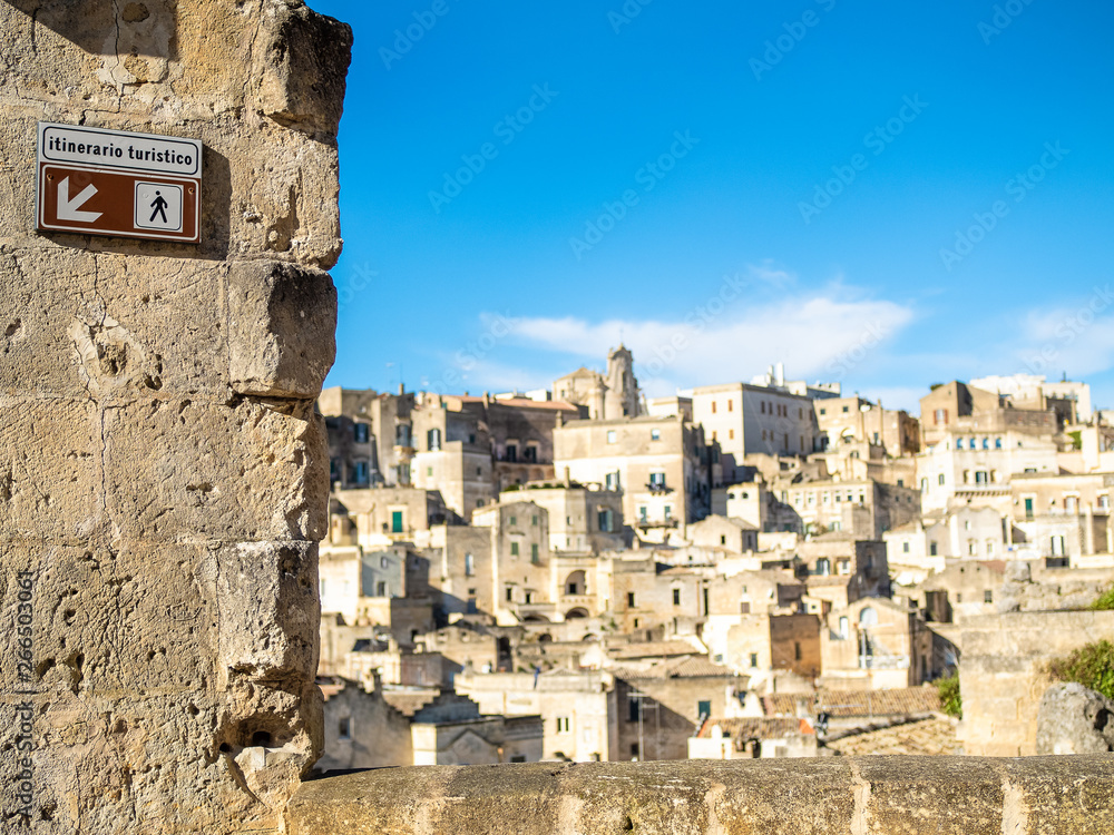 Matera's touristic path roadsign