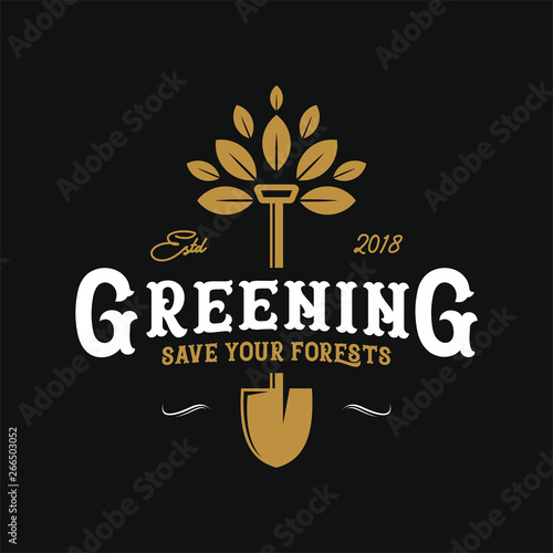 Greening vintage logo design