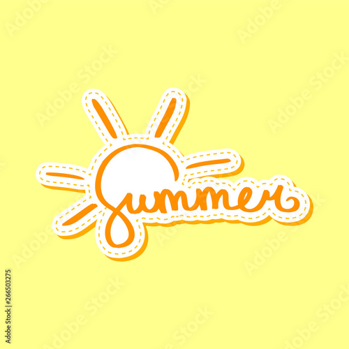 Sticker hand drawn. Lettering text flat style