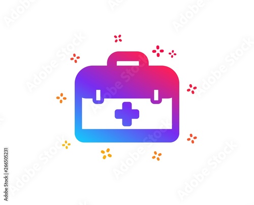 First aid kit icon. Medical case sign. Dynamic shapes. Gradient design first aid icon. Classic style. Vector
