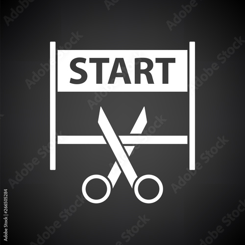 Scissors Cutting Tape Between Start Gate Icon