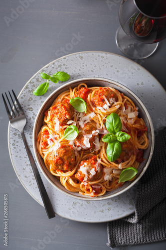 spaghetti with meatballs and tomato sauce  italian pasta