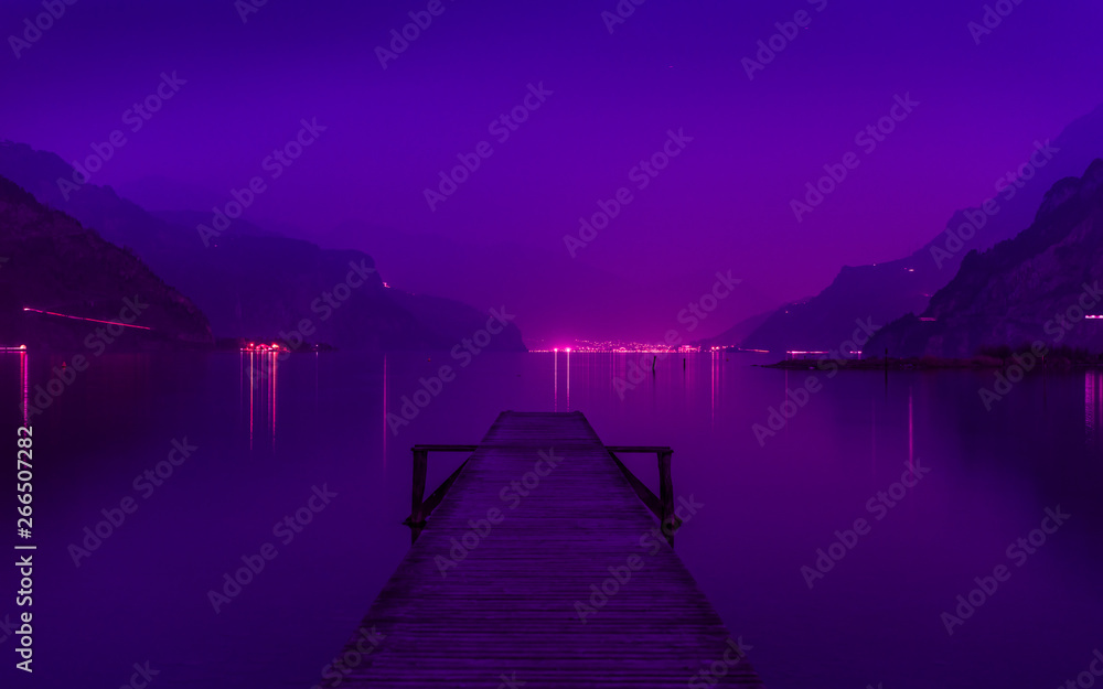 Landscape in purple lilac colors.