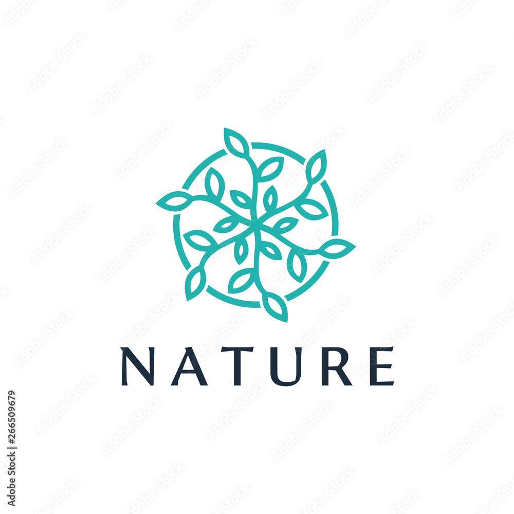 tree flower logotype. Universal premium park lotus eco vector logo icon symbol.
