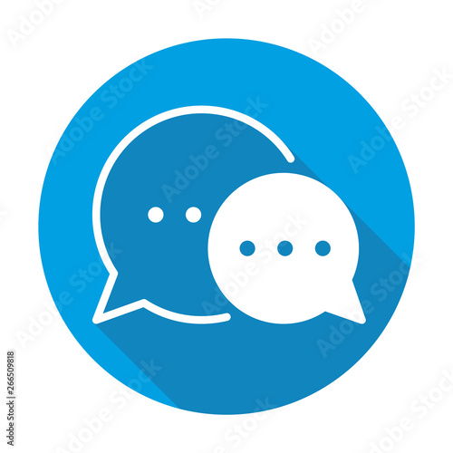 communication vector blue icon in modern flat style isolated. communication support is good for your web design.