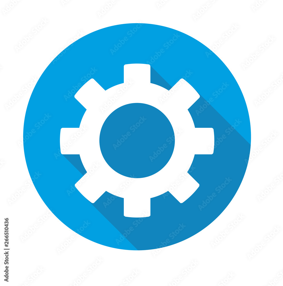 Gear vector blue icon in modern flat style isolated. Gear can support is good for your web design. Gear vector blue icon in modern flat style isolated. Gear can support is good for your web design.