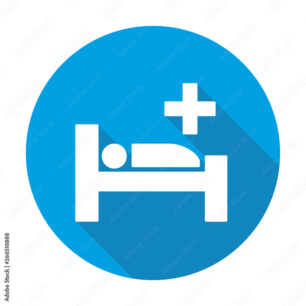 Hospital bed vector blue icon in modern flat style isolated. Hospital bed can support is good for your web design. Hospital bed vector blue icon in modern flat style isolated. Hospital bed can support is good for your web design.