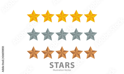 five stars golden,silver and bronze illustration vector