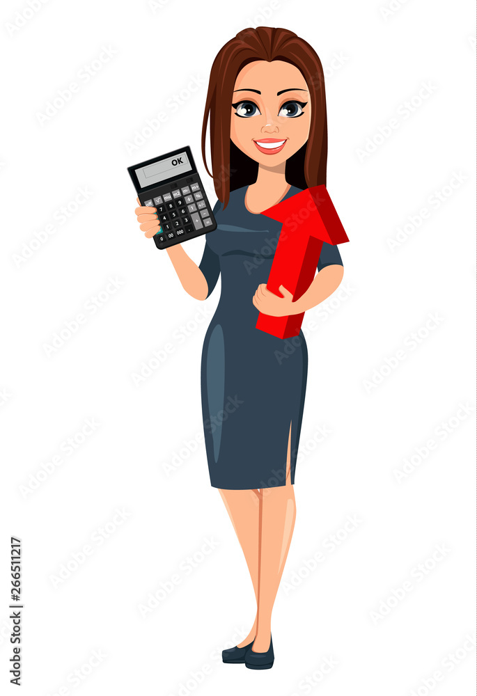 Modern young business woman in gray dress Modern young business woman in gray dress