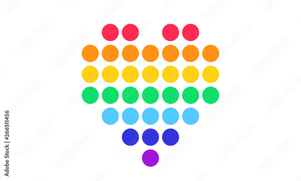 heart dot rainbow colors icon vector