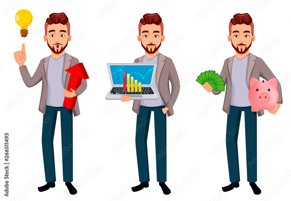 Cartoon character businessman in casual clothes Cartoon character businessman in casual clothes