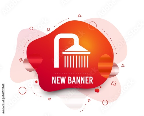 Fluid badge. Shower sign icon. Douche with water drops symbol. Abstract shape. Gradient shower icon. Flyer liquid banner. Vector