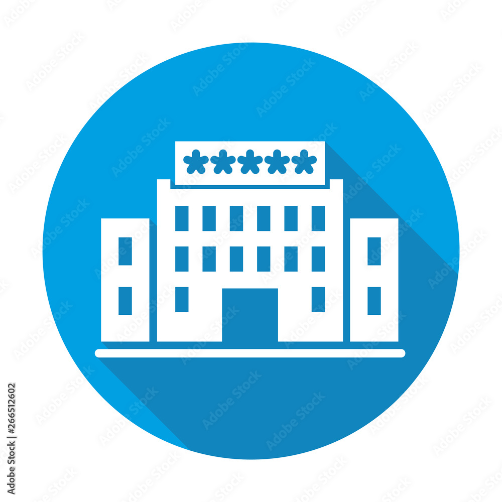 Hotel vector blue icon in modern flat style isolated. Hotel can support is good for your web design.
