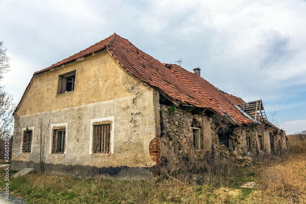 abandoned farm house in springtime abandoned farm house in springtime