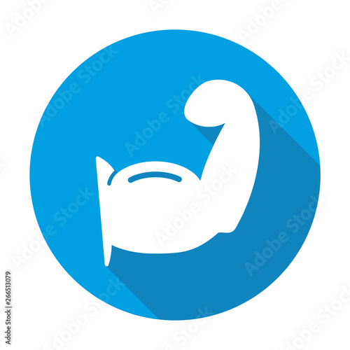 Musces vector blue icon in modern flat style isolated. Musces can support is good for your web design.