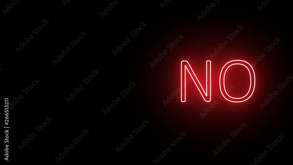 Animation video with contours of words blue yes at beginning and red no at the end on black background. Animation video with contours of words blue yes at beginning and red no at the end on black background.