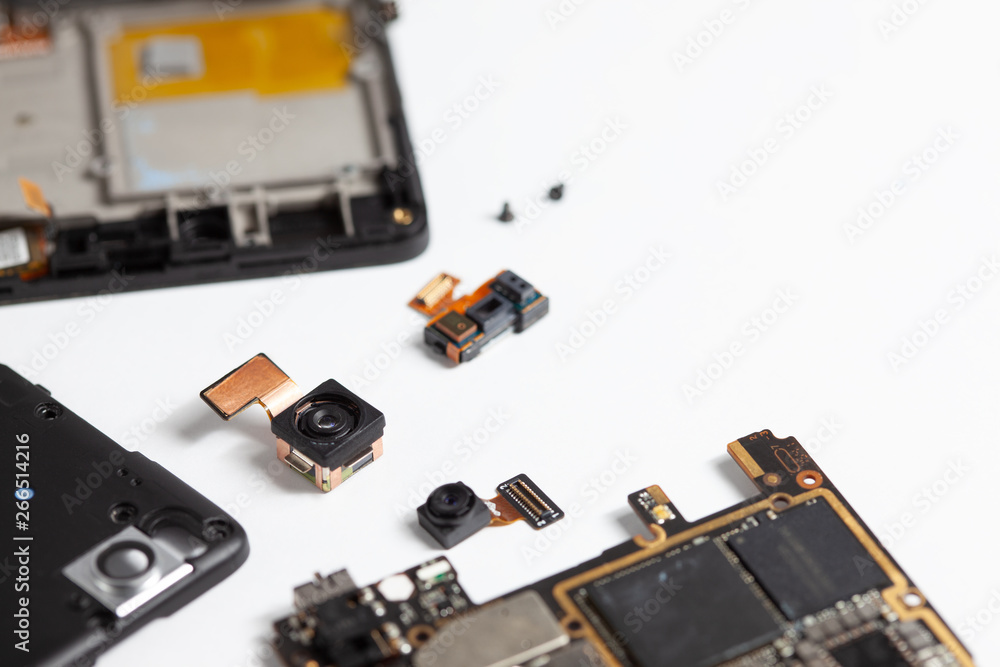 Modern smartphone components background Modern smartphone components background
