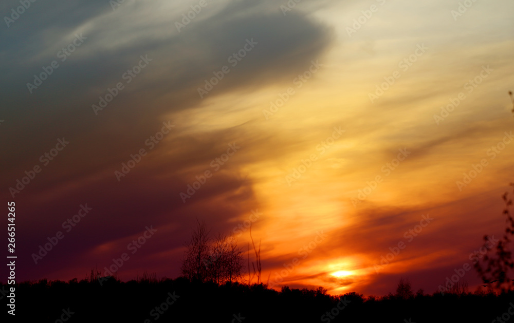 Spring evening sunset photo with clouds Spring evening sunset photo with clouds