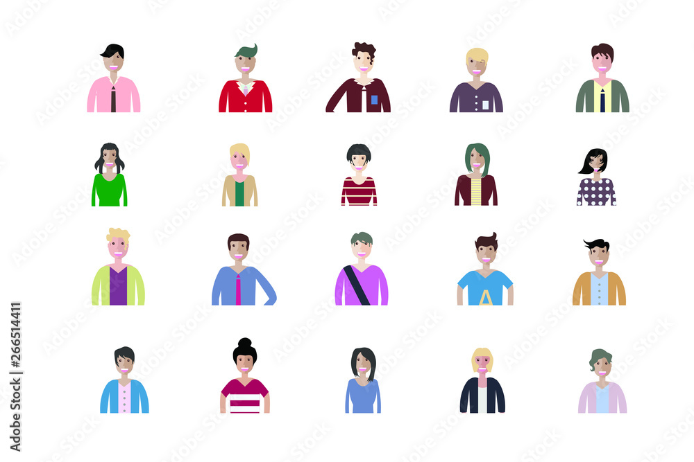 Business man and woman icons. Group of working people. Different nationalities characters. Flat style design Infographic elements Business man and woman icons. Group of working people. Different nationalities characters. Flat style design Infographic elements