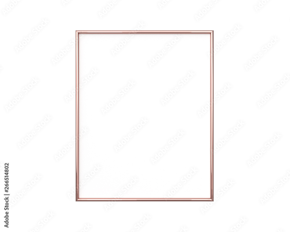 Rose gold frame mockup on a white background. 4x5 Vertical, Portrait 3d