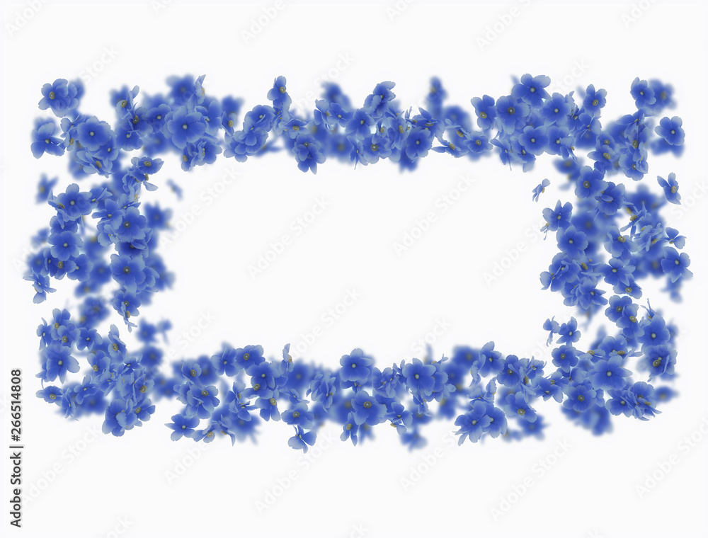 Blue flowers frame isolated on white background Blue flowers frame isolated on white background