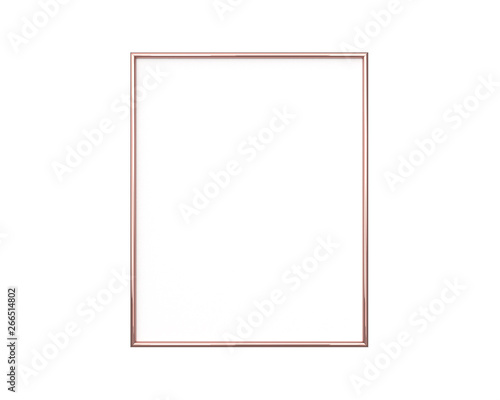 Rose gold frame mockup on a white background. 4x5 Vertical, Portrait 3d Rendering