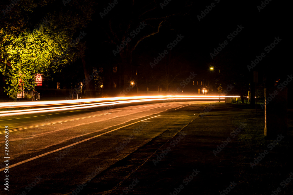 Concord, Massachusetts, USA Night traffic on Main Street.