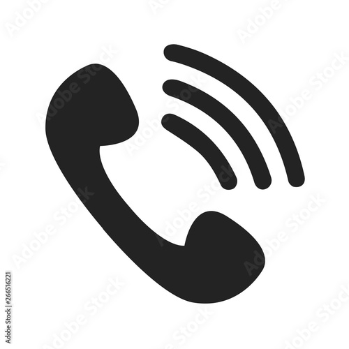 Phone icon in trendy flat style isolated on grey background. Handset icon with waves.