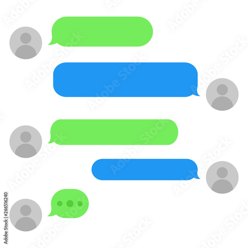 Short message service bubbles with place for text chat text boxes. Empty messaging bubles.
