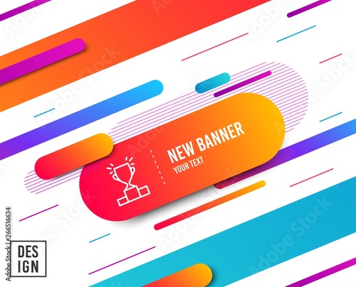 Winner podium line icon. Sports Trophy symbol. Championship achievement sign. Diagonal abstract banner. Linear winner podium icon. Geometric line shapes. Vector