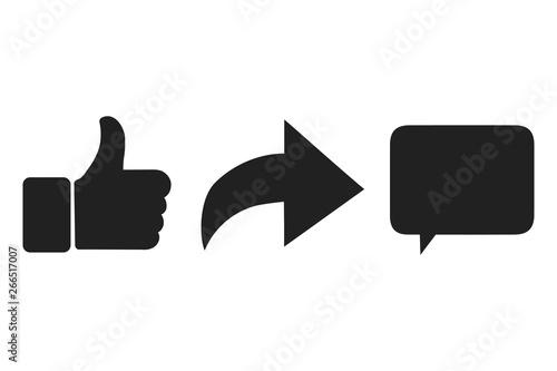 Thumbs up and heart icon with repost and comment icons on a white background.