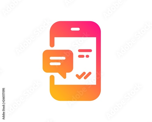 Phone Message icon. Mobile chat sign. Conversation or SMS symbol. Classic flat style. Gradient smartphone notification icon. Vector
