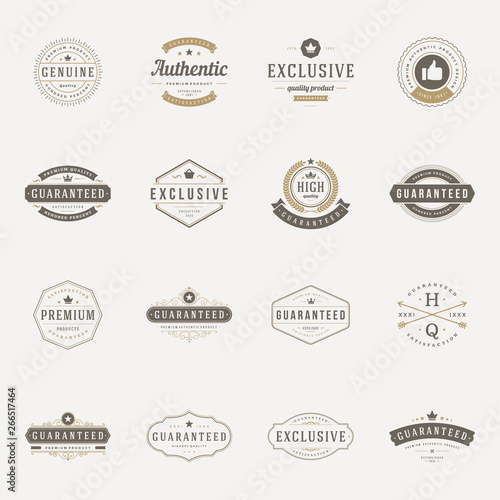 Retro vintage premium quality labels and badges set vector design elements