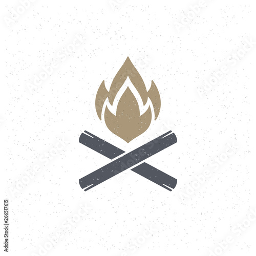 Bonfire flame Design Element in Vintage Style for Logotype