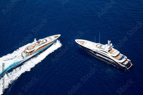 Aerial photo of luxury speed yachts © LaptevArt
