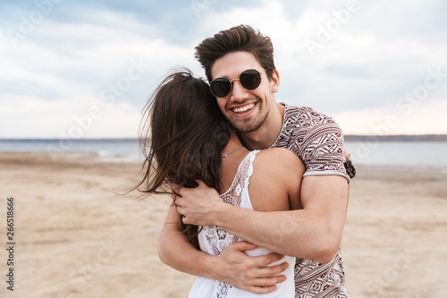 Lovely young couple spending fun time