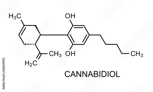 chemical formula of Marijuana,cannabidiol on a white background.